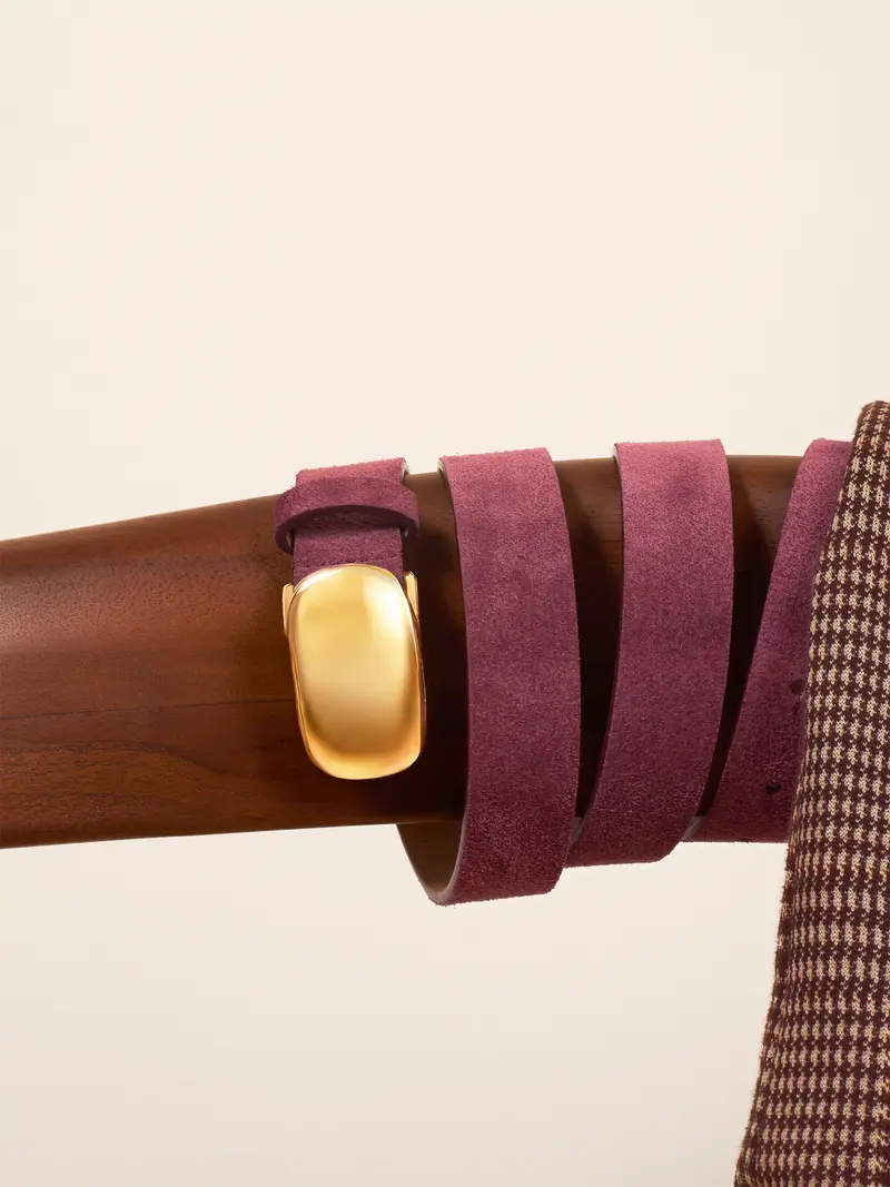 Ceinture Gaïa cuir daim bordeaux