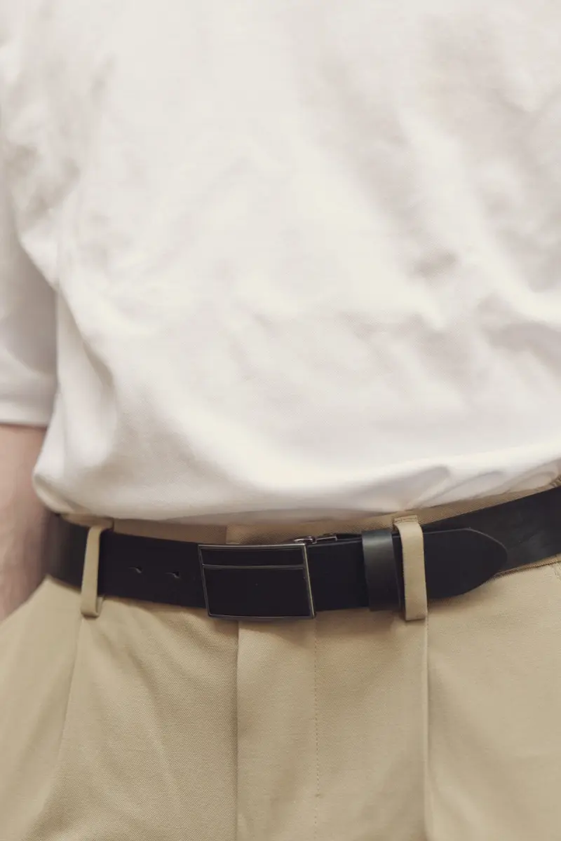 Ceinture homme cuir Onyx – Plaque noire 3,5 cm – Fabriquée en France