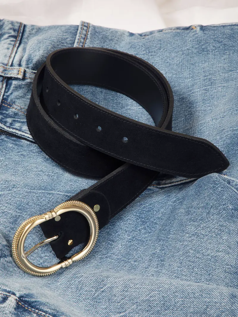 Ceinture Honfleur cuir daim noir