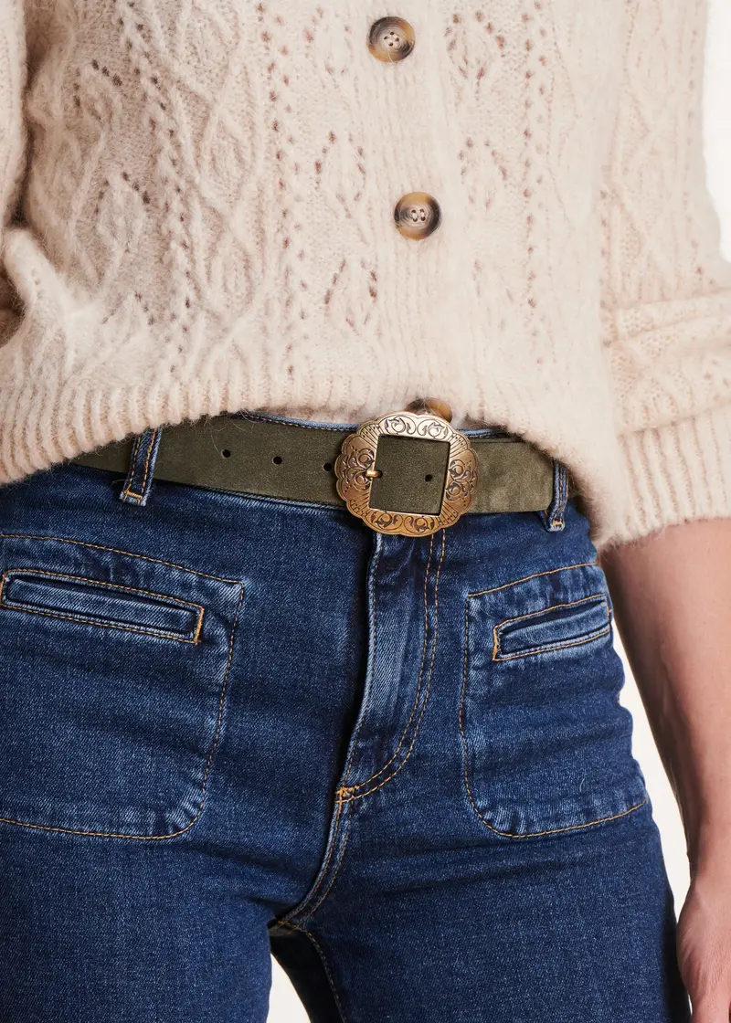 Ceinture kaki boucle fantaisie