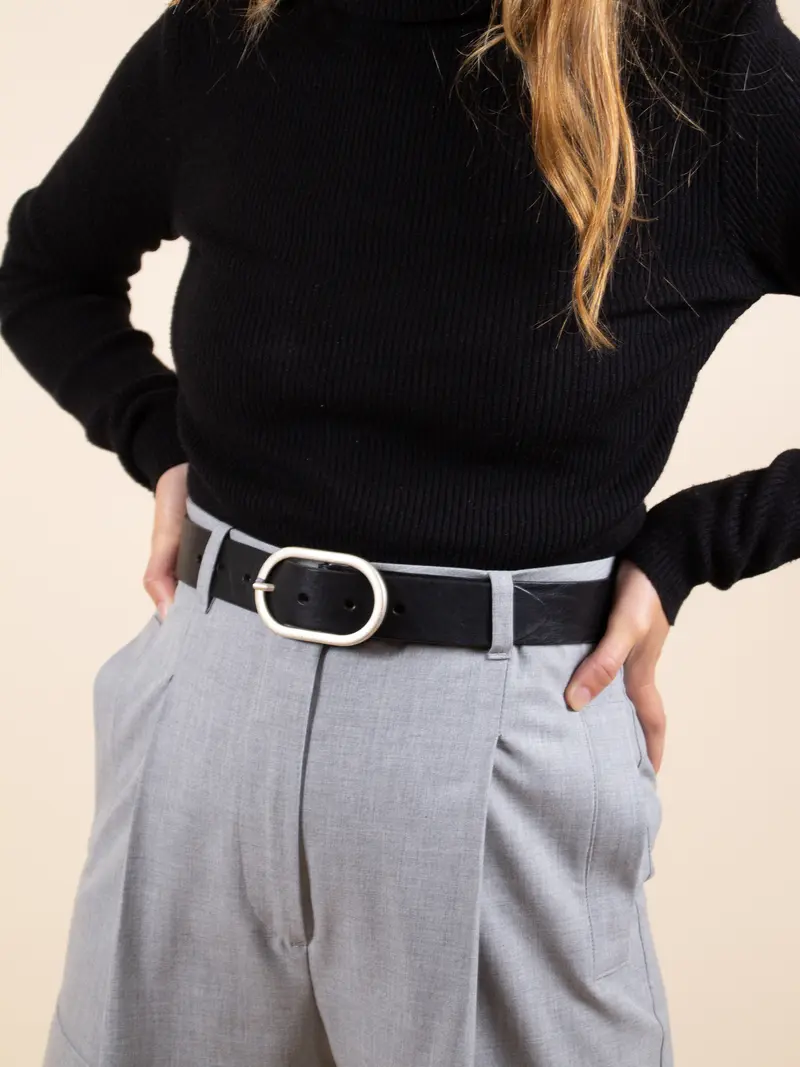 Ceinture large cuir noir