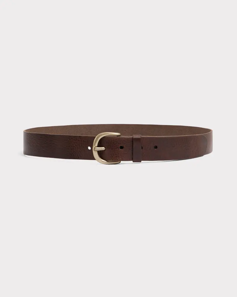 CEINTURE LARGE EN CUIR DE VEAU TANNAGE VÉGÉTAL - MARRON FONCÉ