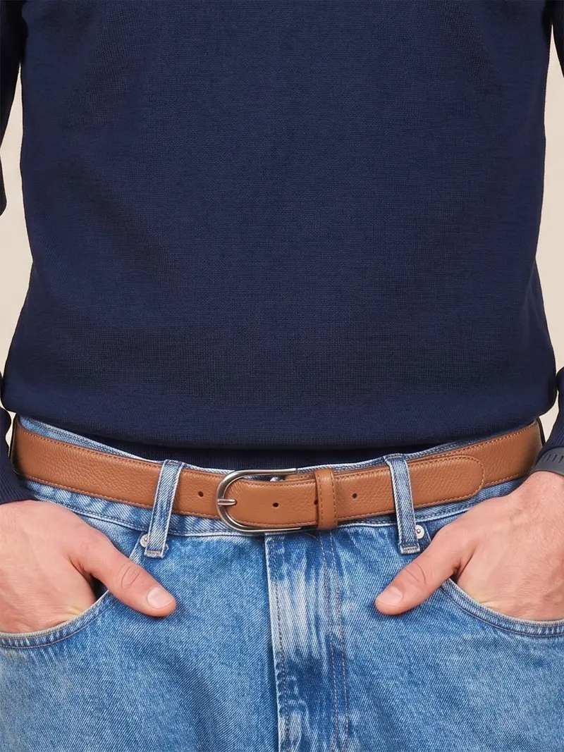 Ceinture Oscar cuir grainé camel