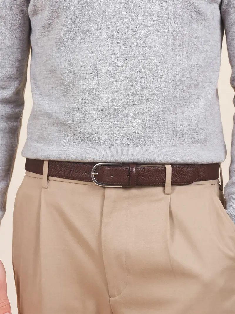 Ceinture Oscar cuir grainé marron