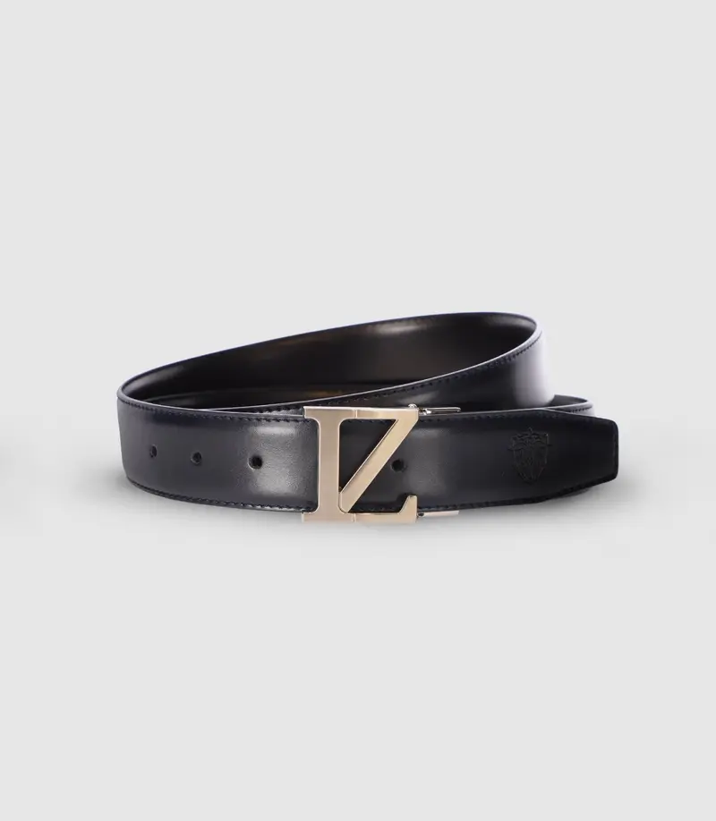 Ceinture réversible avec plaque en métal marine
