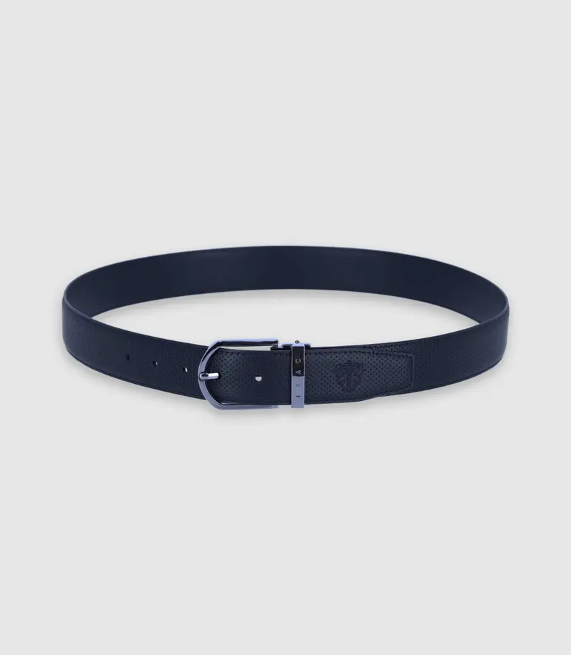 Ceinture réversible en cuir marine