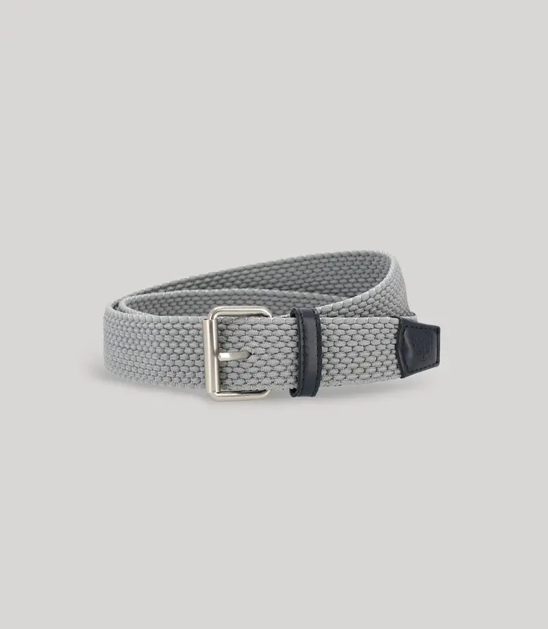 Ceinture tressée bleu gris