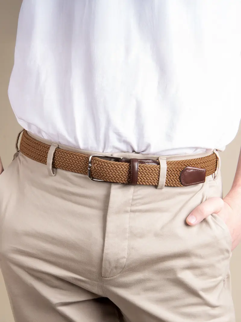 Ceinture tressée cognac