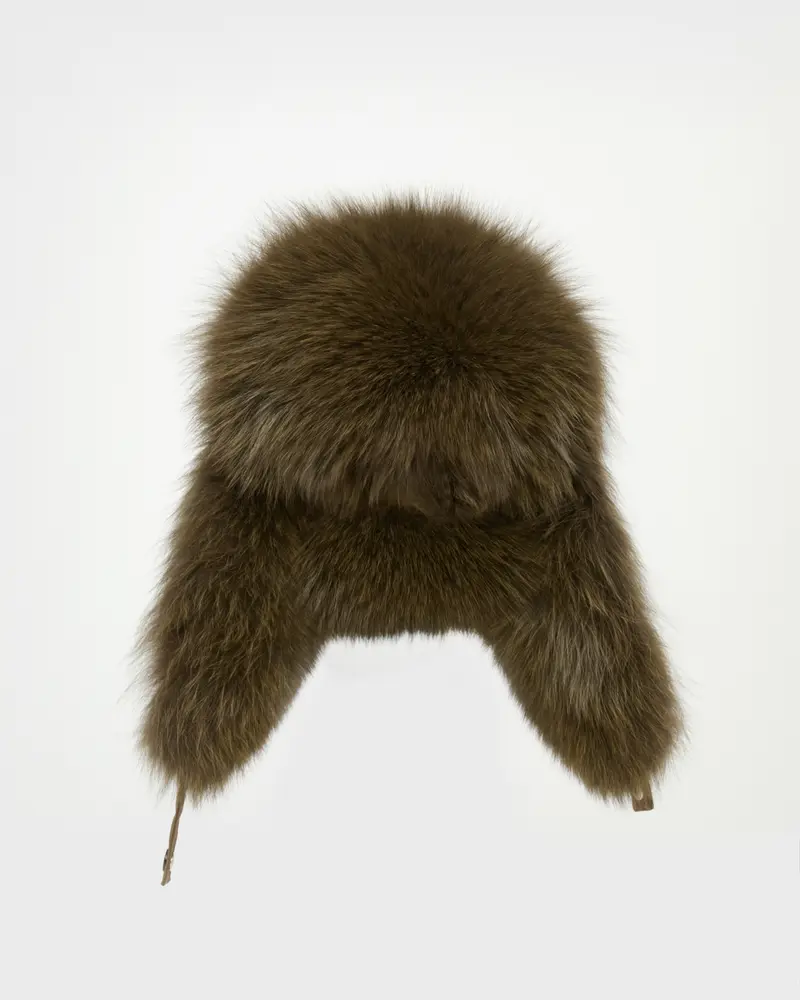 Chapka en tissu technique imperméable et fourrure de renard