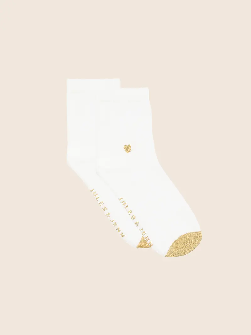 Chaussettes cœur blanc doré