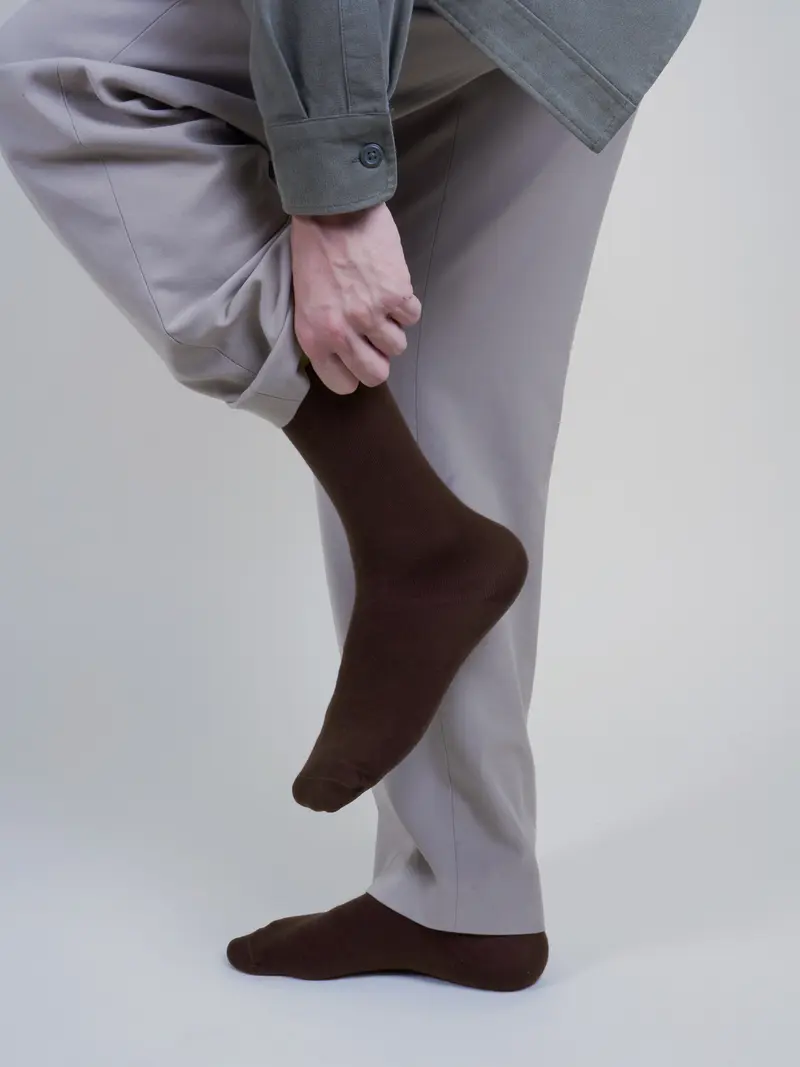Chaussettes fil d'Ecosse marron