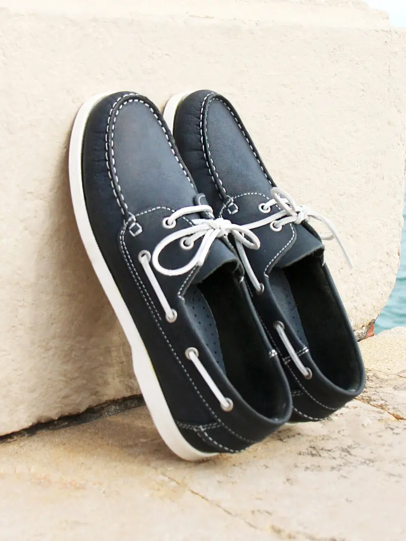 Chaussures bateau cuir bleu