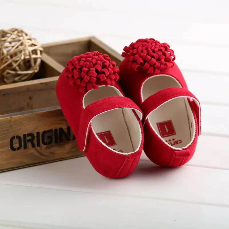 Chaussures bébé fille en coton à fleurs et semelle souple