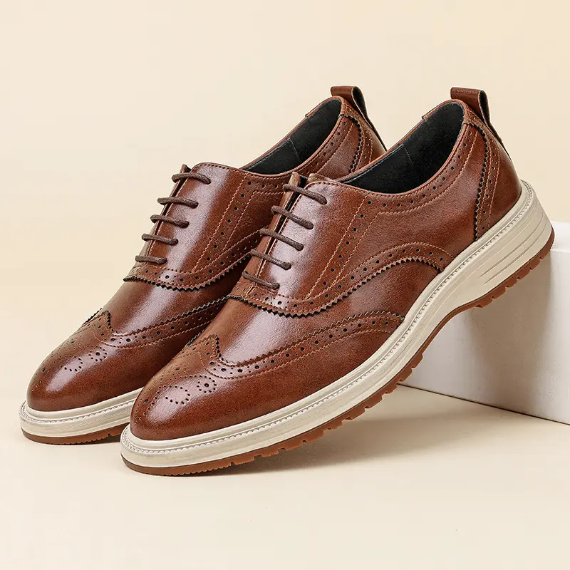 Chaussures Business Casual Homme en Cuir – Style Brogue Britannique Respirant
