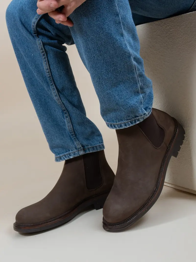 Chelsea basse cuir nubuck marron