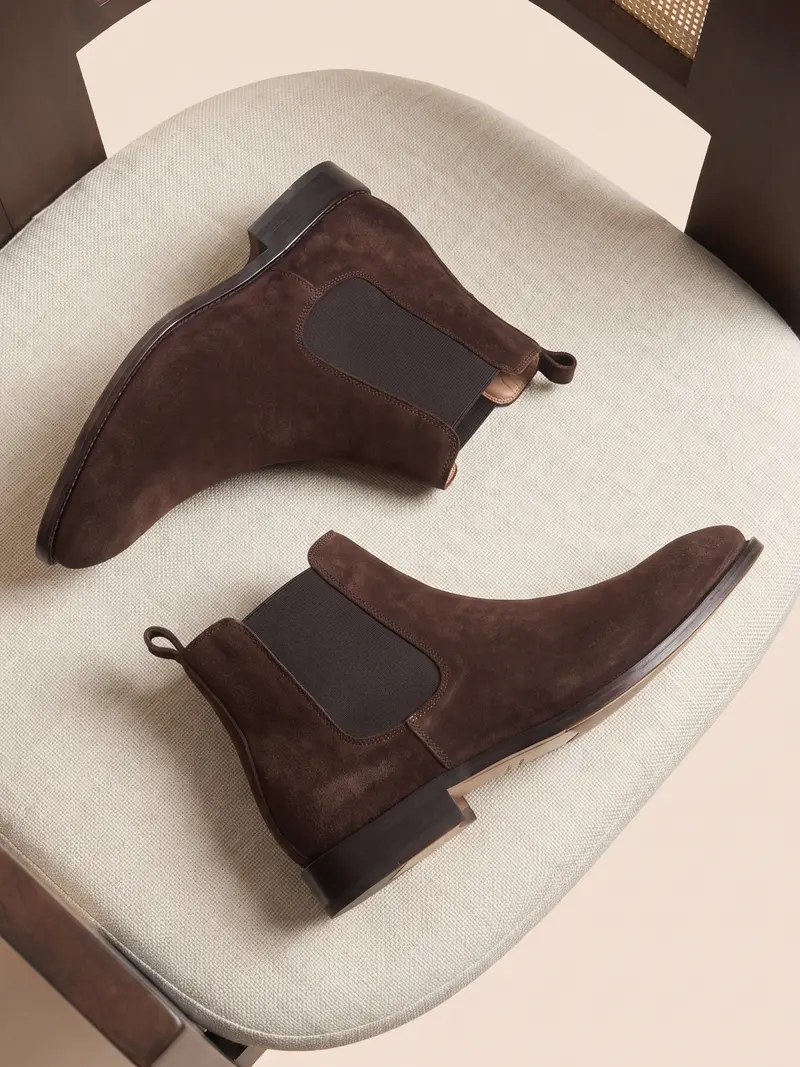 Chelsea boots cuir daim marron