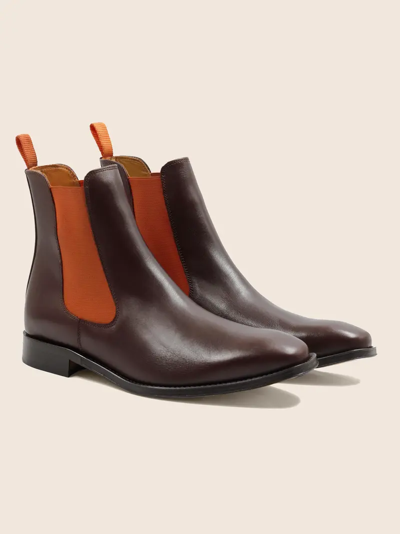 Chelsea boots cuir marron orange