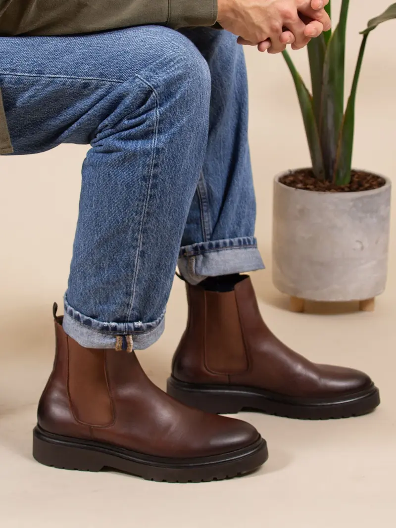 Chelsea boots gomme cuir cognac