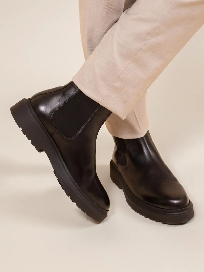 Chelsea boots gomme cuir noir