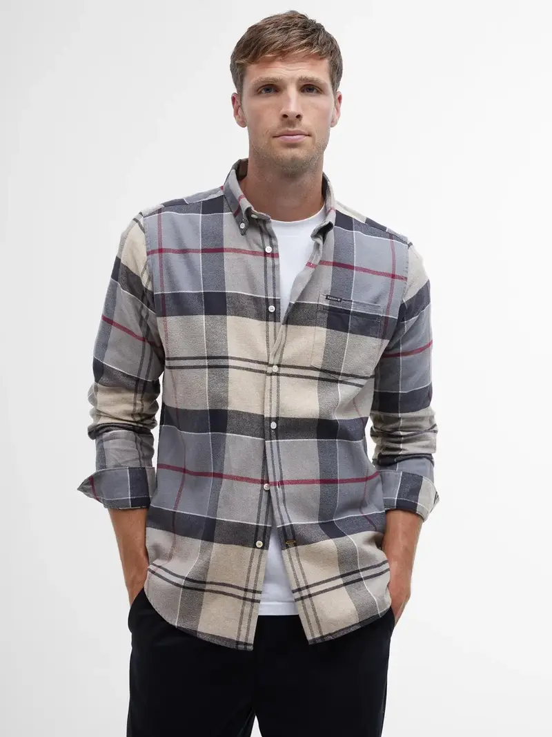 Chemise à carreaux Barbour beige en coton