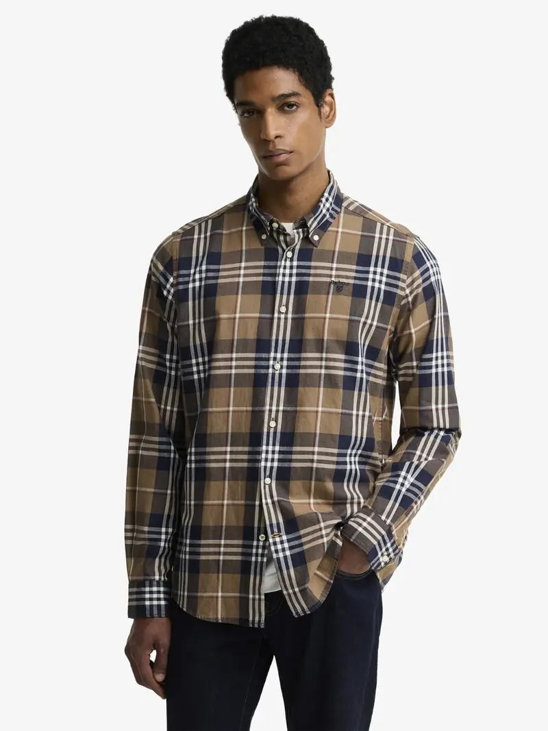 Chemise à carreaux Barbour beige