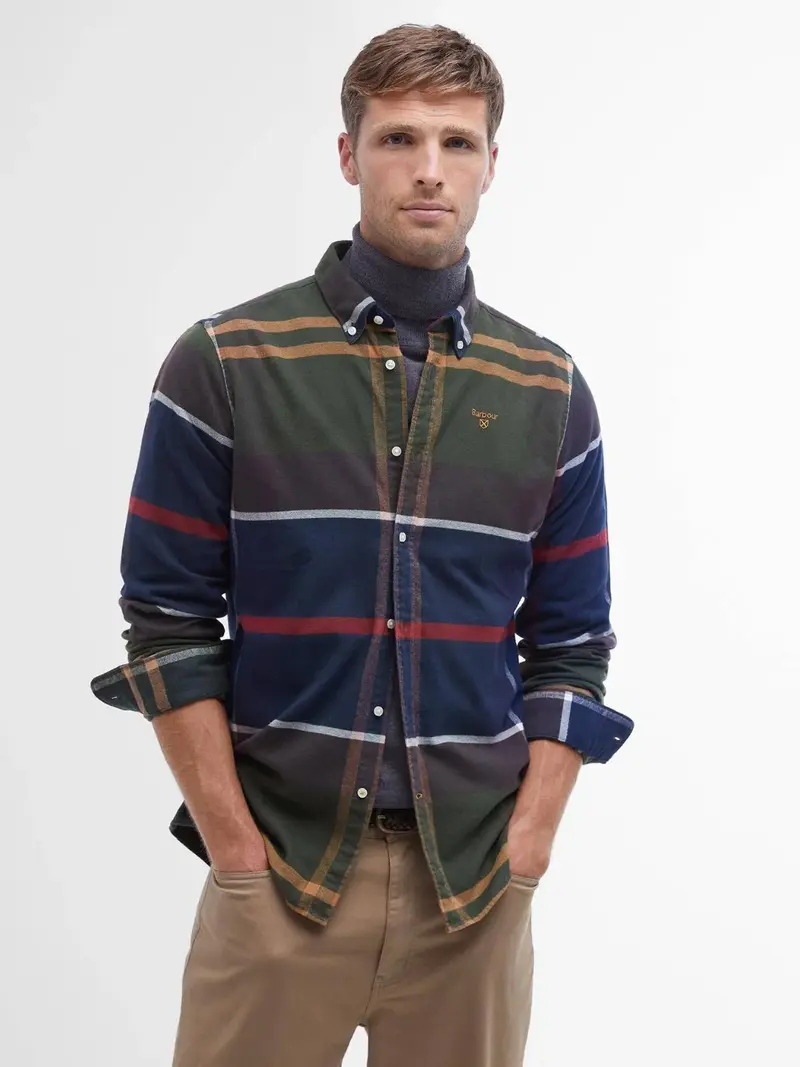 Chemise à carreaux Barbour bleue en flanelle
