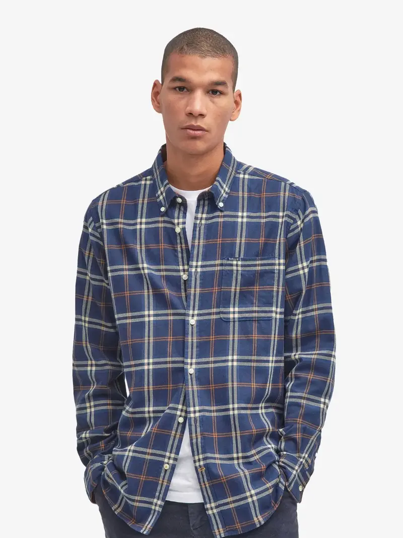 Chemise à carreaux Barbour bleue