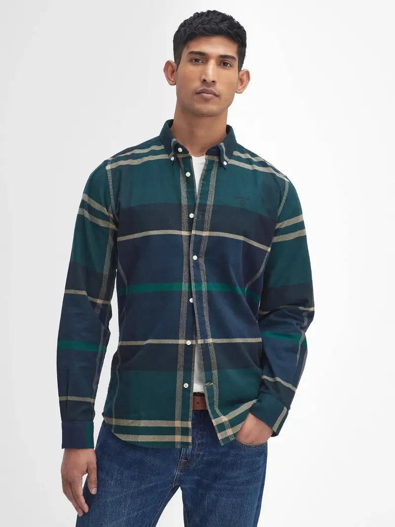 Chemise à carreaux Barbour verte en flanelle