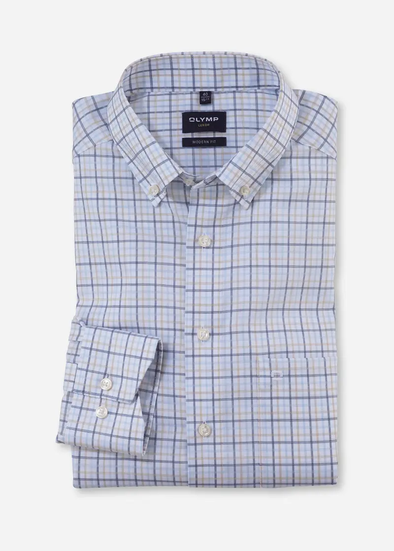 Chemise à carreaux OLYMP bleue