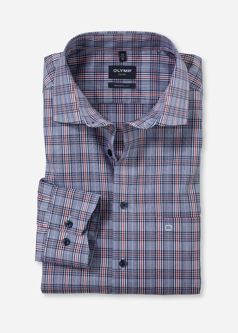 Chemise à carreaux OLYMP marine