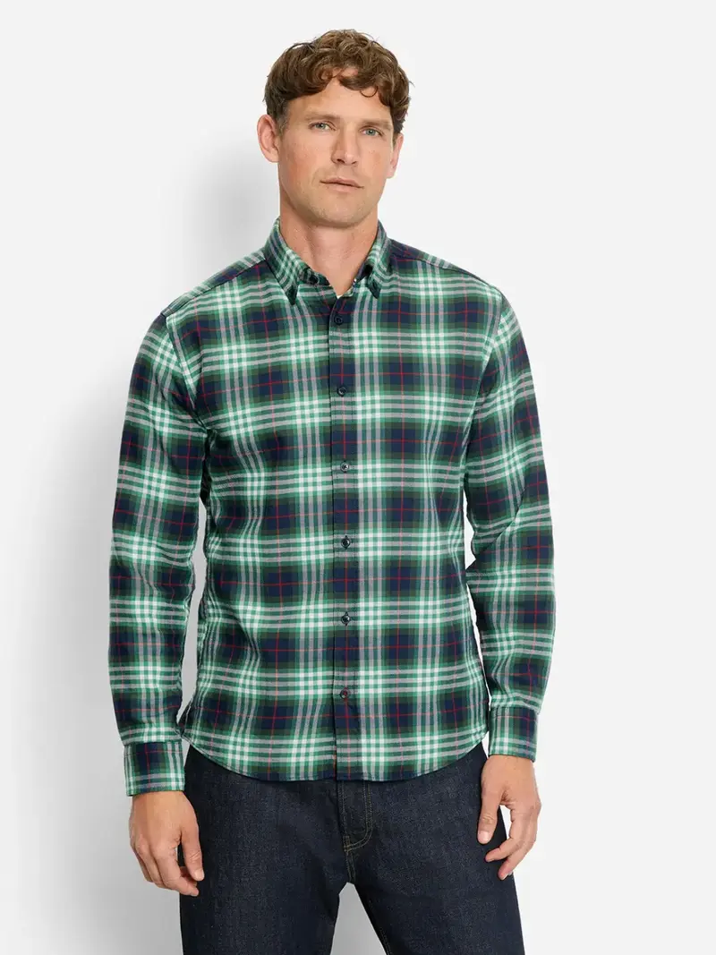 Chemise à carreaux OLYMP verte en flanelle