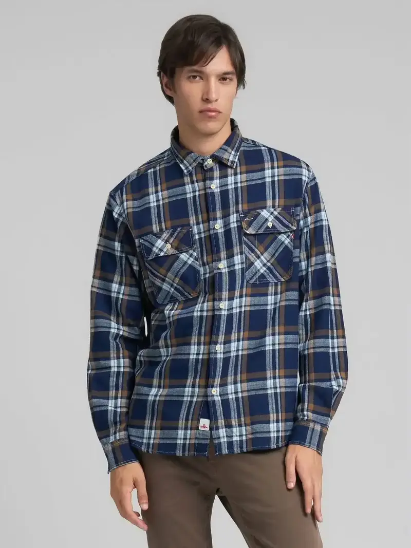 Chemise à carreaux Replay bleue