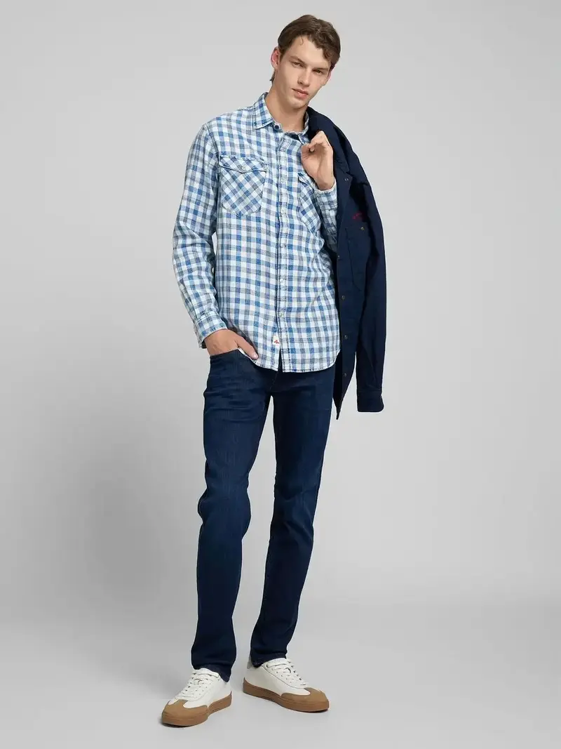 Chemise à carreaux Replay bleue