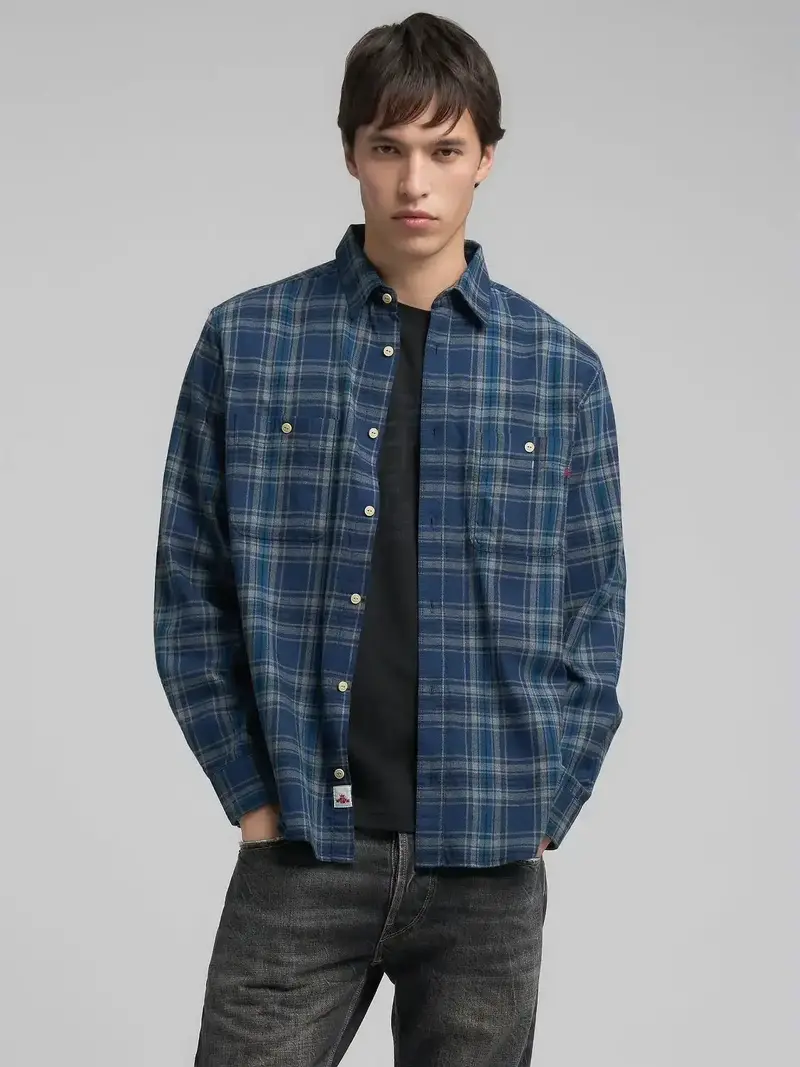 Chemise à carreaux Replay bleue