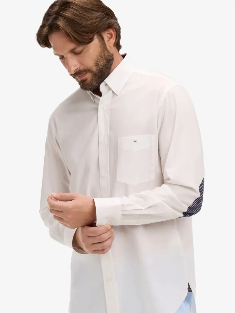 Chemise à coudières Eden Park blanche en coton