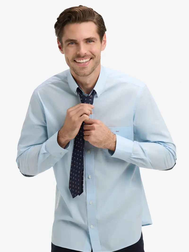 Chemise à coudières Eden Park bleu en coton