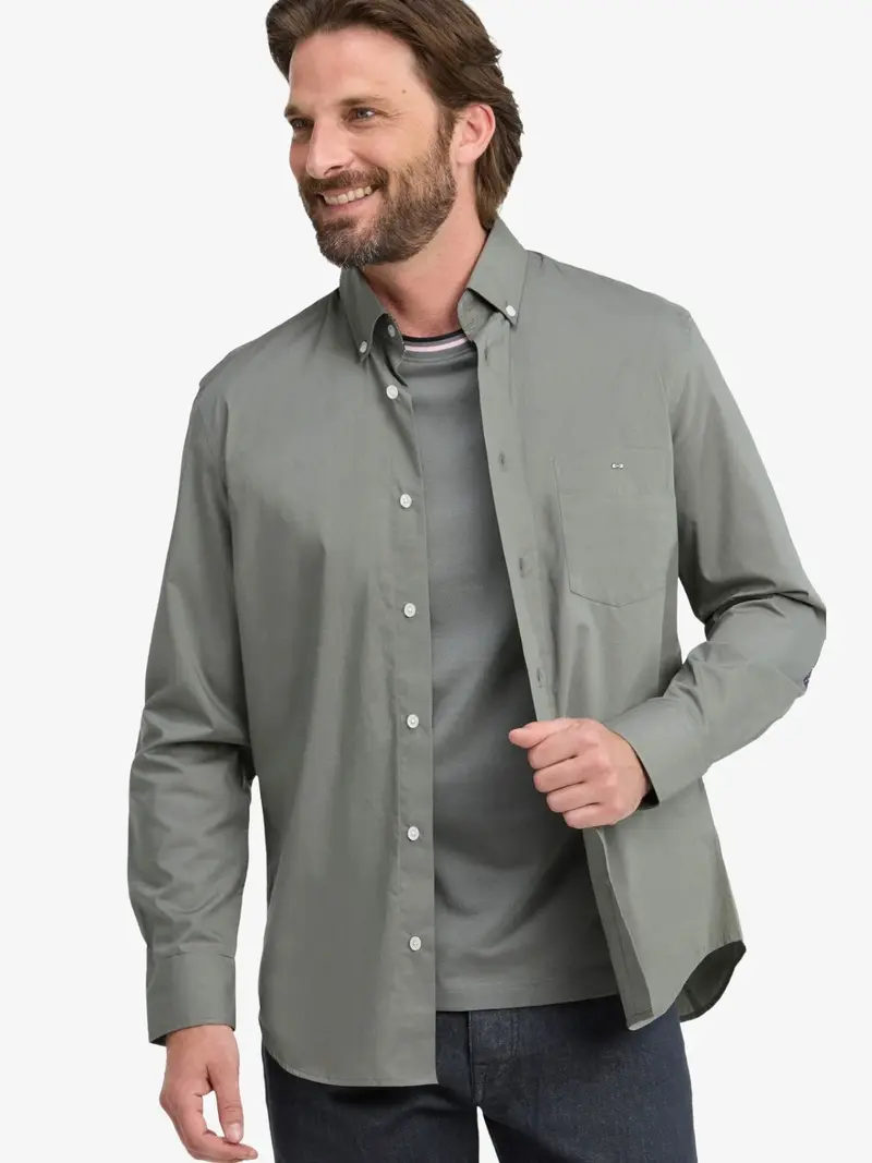 Chemise à coudières Eden Park kaki en coton