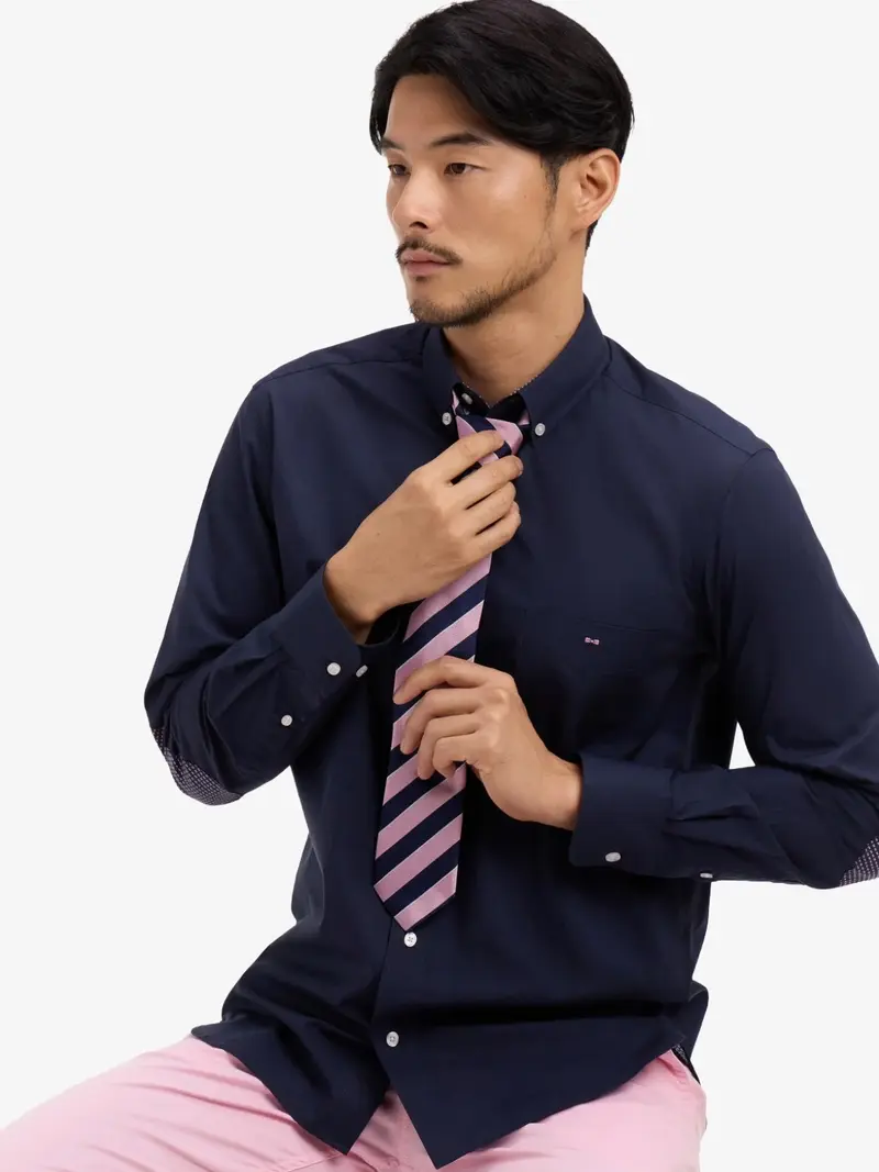 Chemise à coudières Eden Park marine en coton