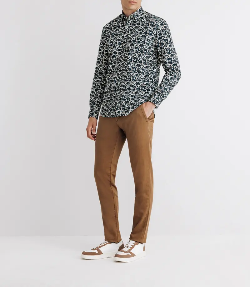 Chemise à fleurs marine