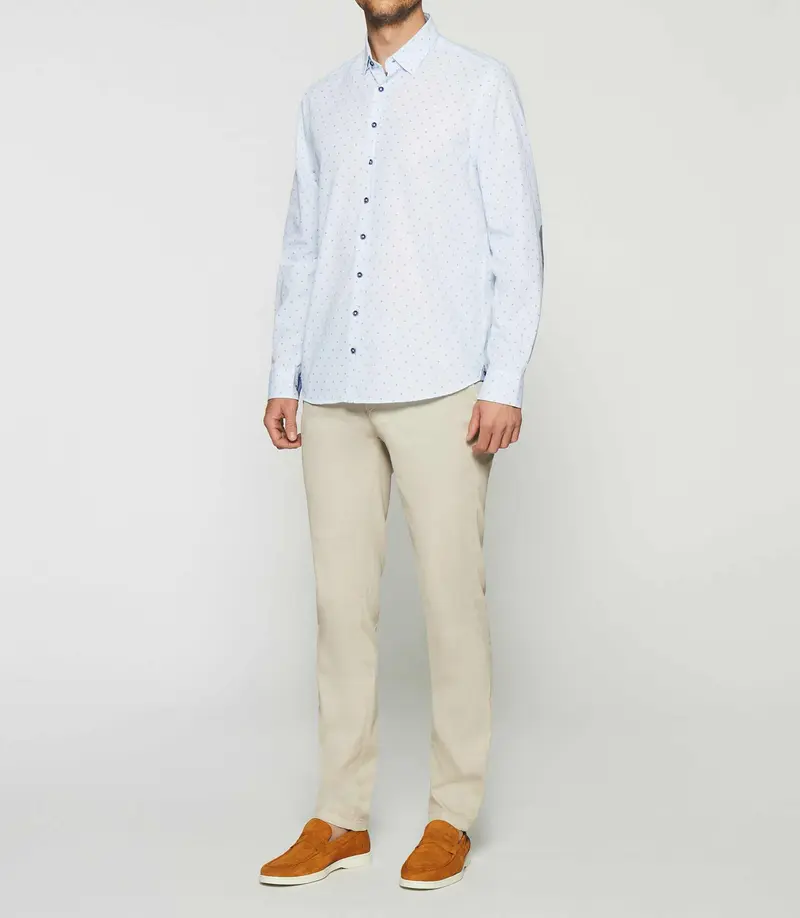 Chemise à imprimé blanche et marine KELLY