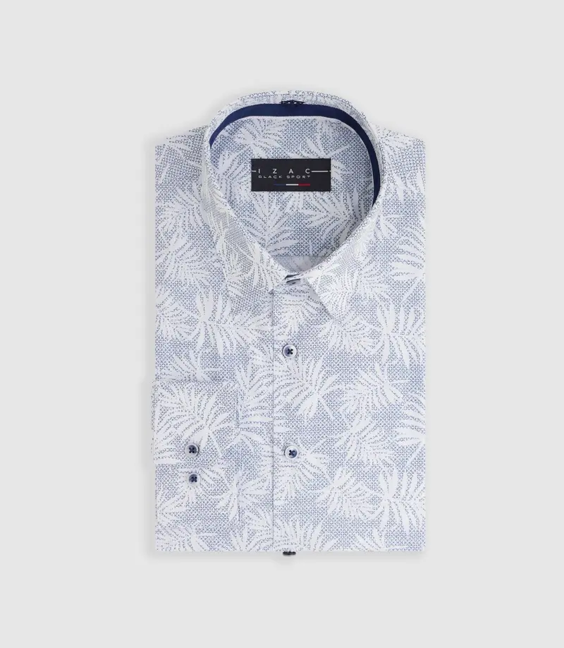Chemise à imprimé feuillage bleue "Marwin"
