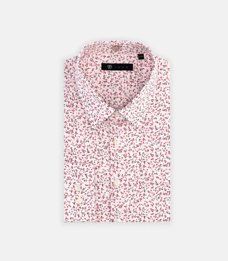 Chemise à imprimé fleuris rose MILO