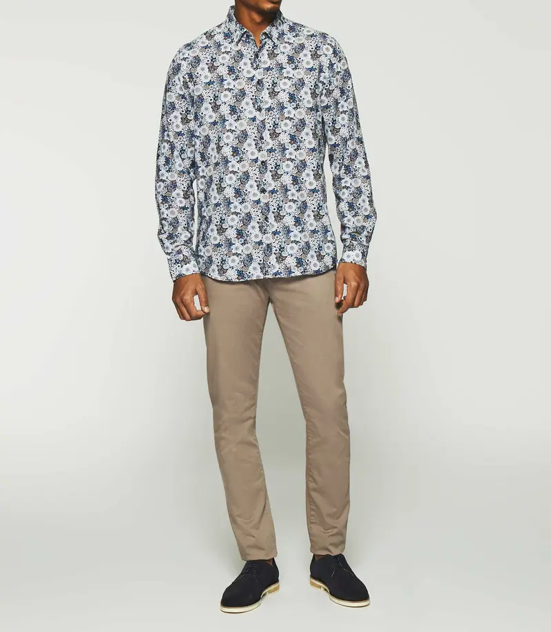 Chemise à imprimé fleurs marine KHALYS