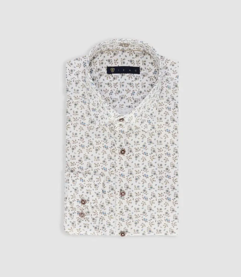 Chemise à imprimé floral blanc PEPPINO