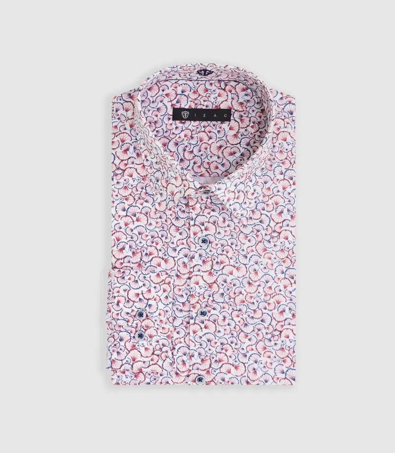 Chemise à imprimé floral rouge "Marin"
