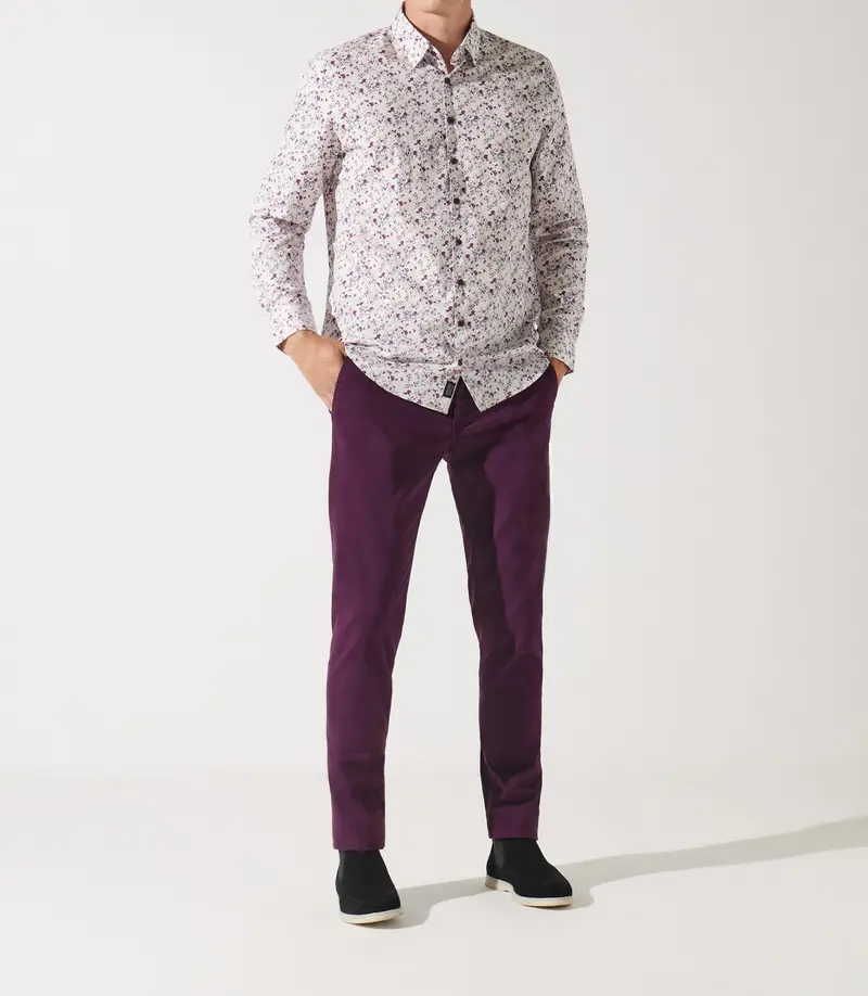 Chemise à imprimé floral vieux rose JACKI