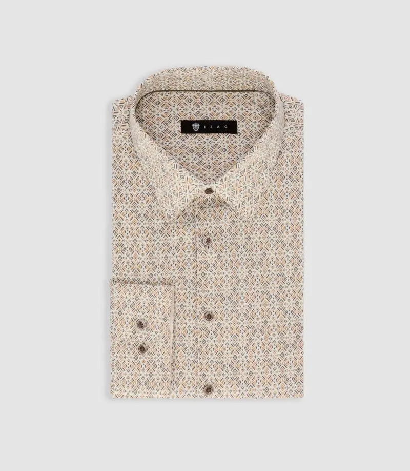 Chemise à imprimé géométrique beige PACCO