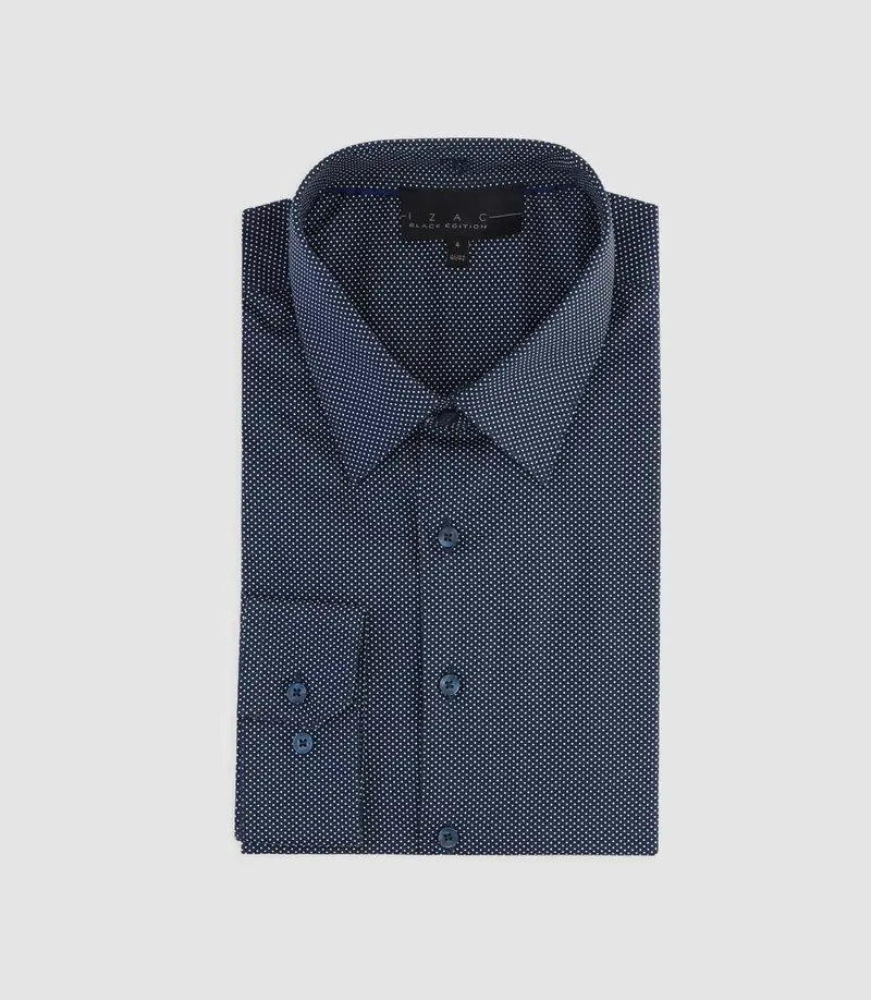 Chemise à imprimé pois marine PATRICE