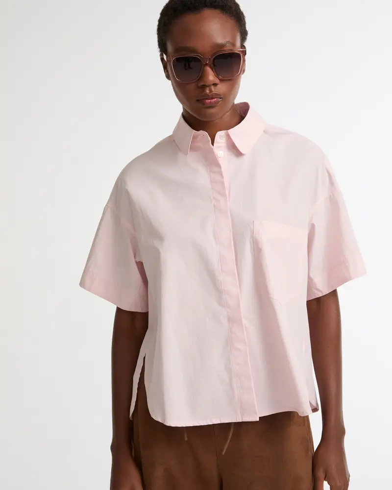 Chemise à manches courtes en popeline de coton
