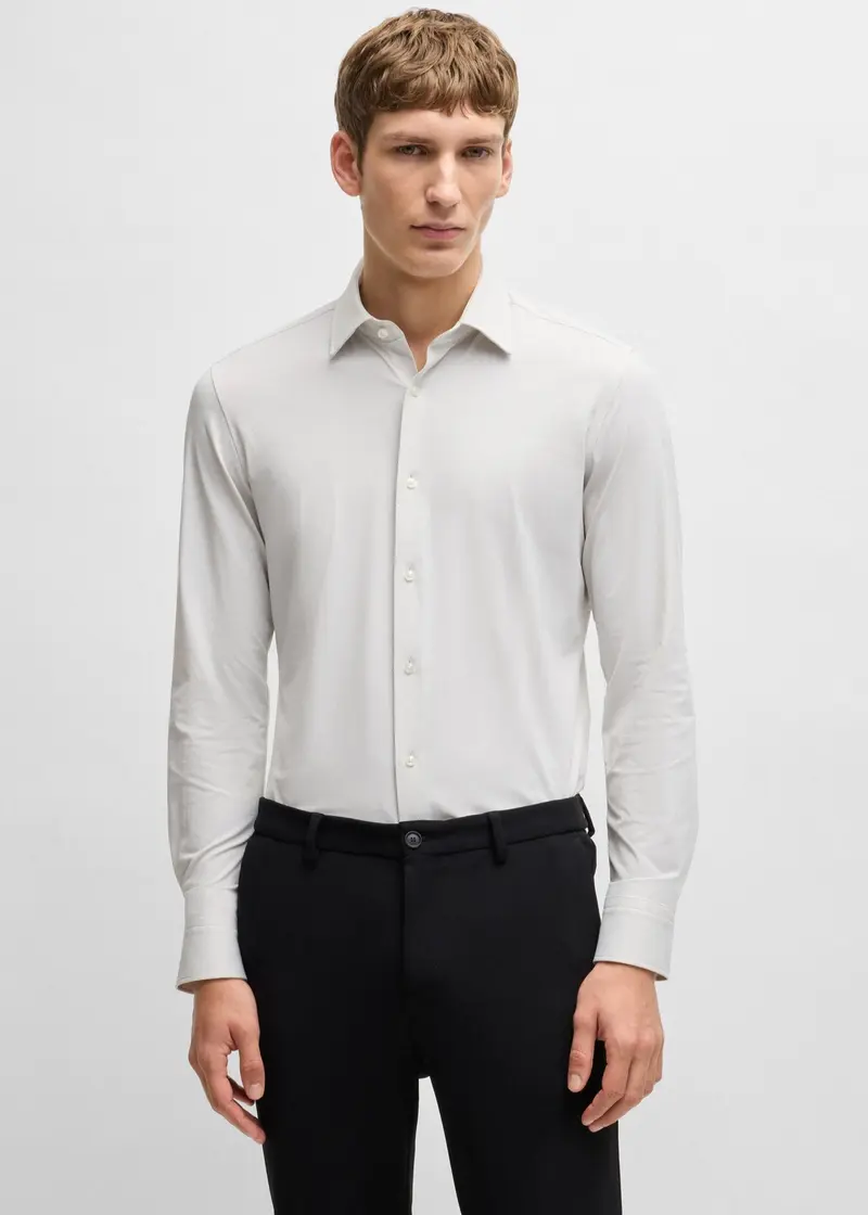Chemise à motifs BOSS ajustée beige